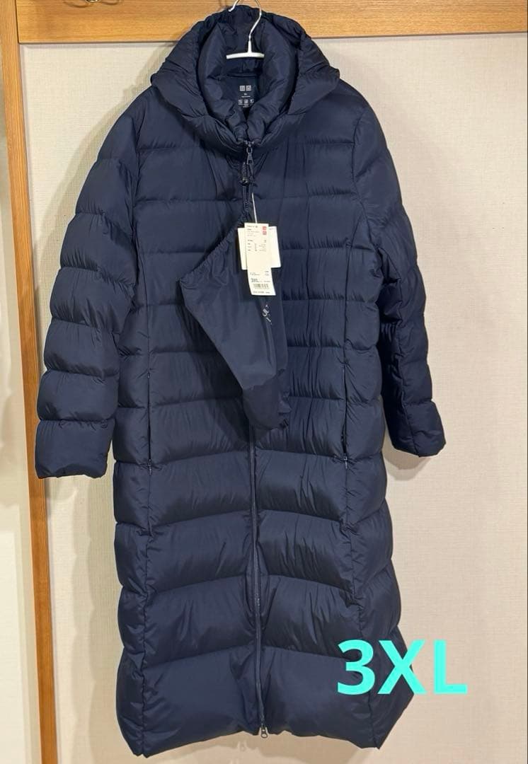 新品タグ付 ユニクロ ウルトラライトダウン ロングコート ネイビー 3XL
