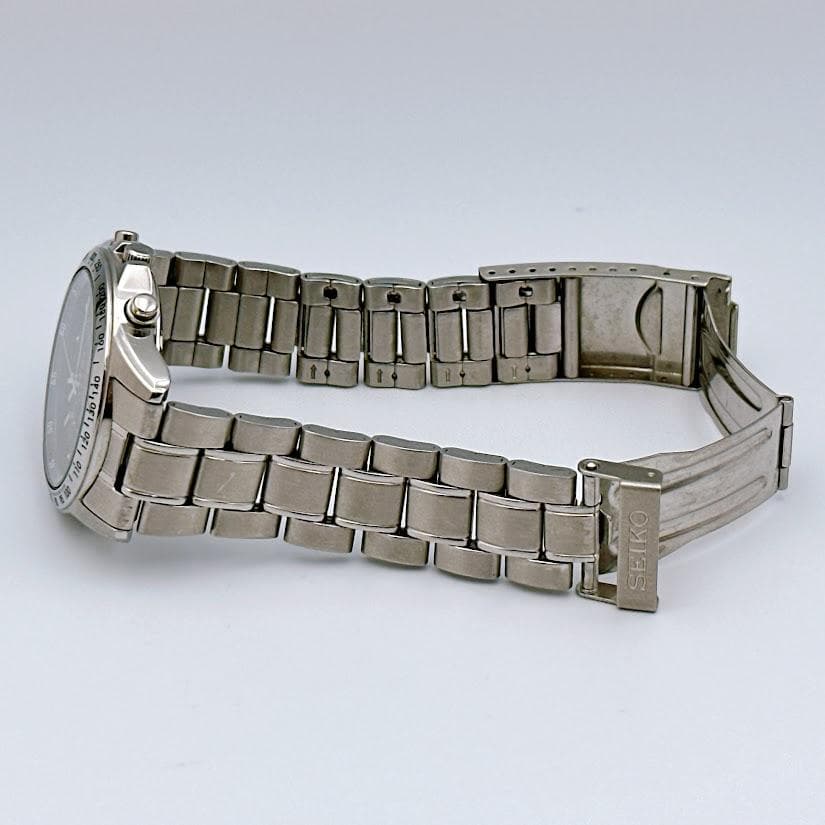 セイコー クロノグラフ メンズ腕時計 ブラック 7T92-0DW0 動作良好