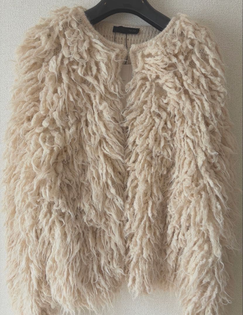 ZARA 新品未使用 ブラッシュドフリンジニットジャケット L