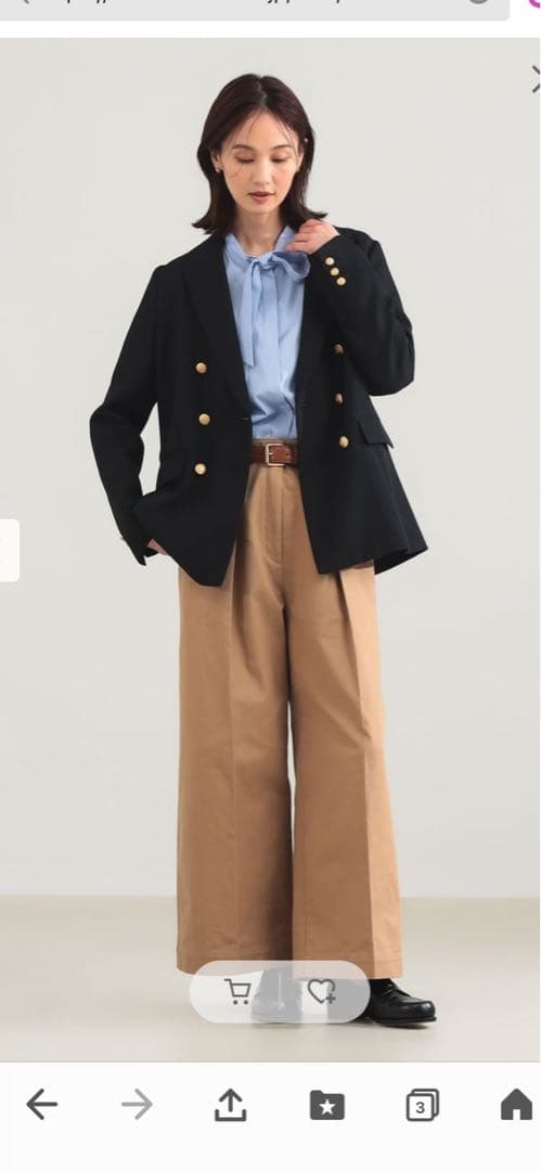 美品 Demi-Luxe BEAMS ドライギャバジャケット 36ネイビー