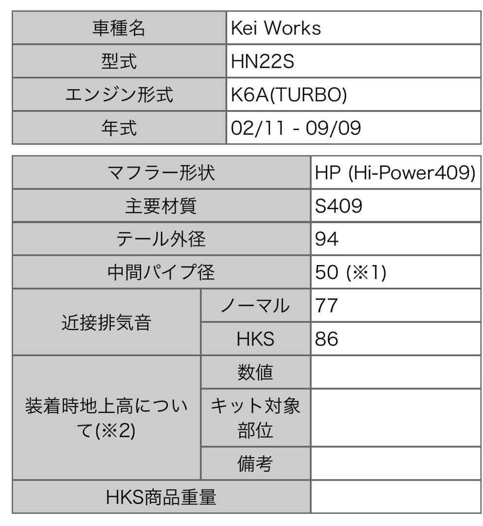 HKS スズキワークス　ステンレスマフラー