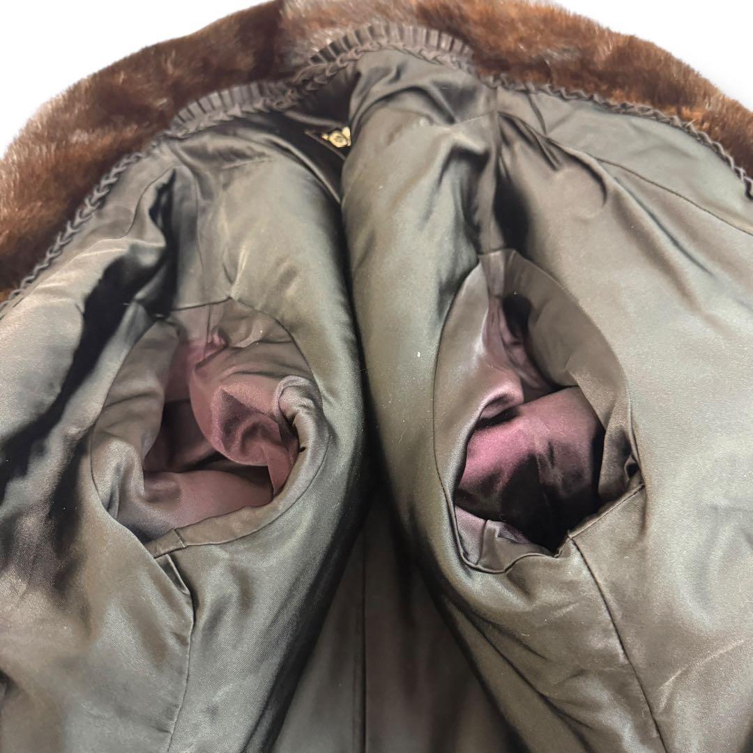 サガセレクト エンバ 2002 毛皮 ミンク ロングコート 裏地花柄　刺繍