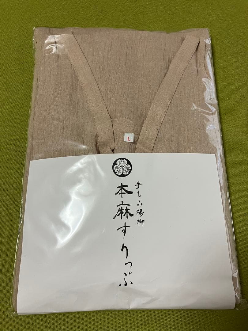 みずのしのぶ　手もみ楊柳　本麻すりっぷ　Lサイズ　ベージュ