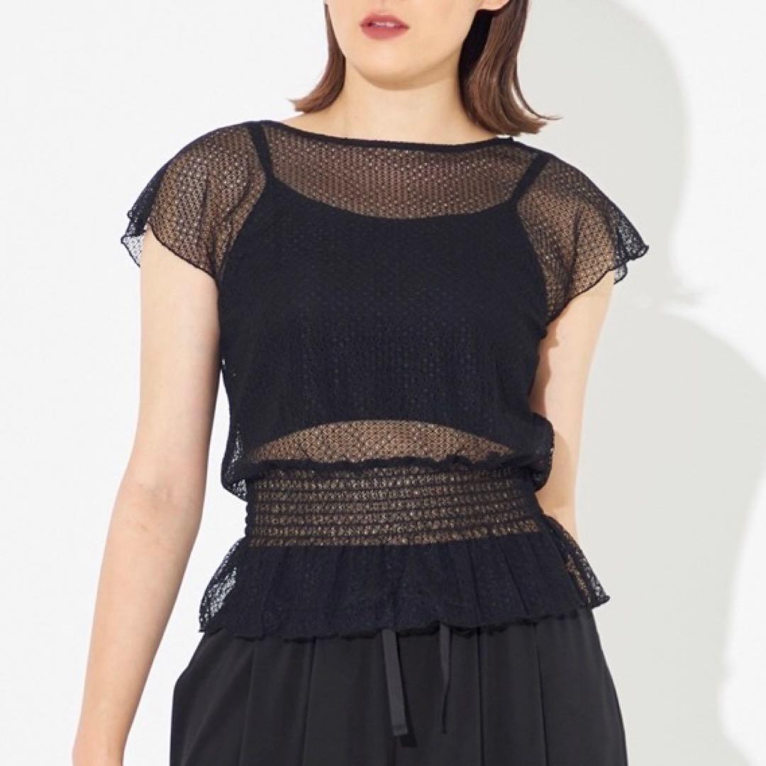 チャコット レース Tシャツ M レーシー 黒 社交ダンス バレエ ヨガウェア