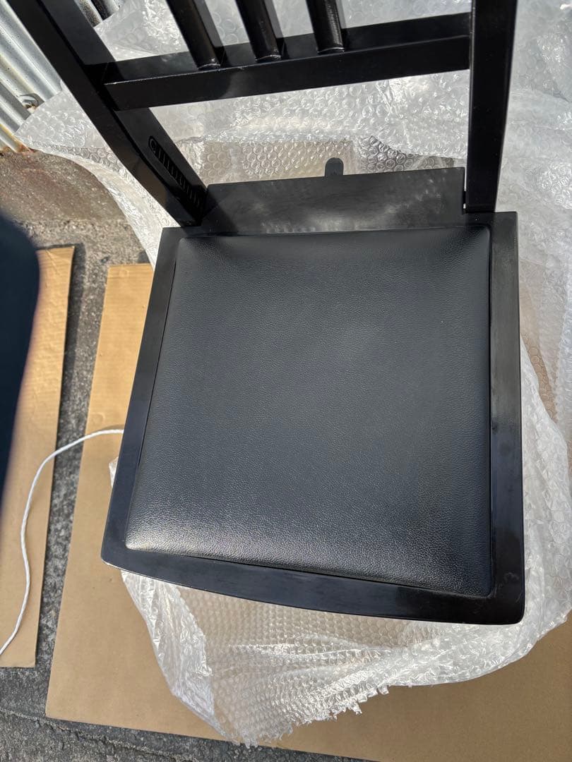 美品　背もたれ付ピアノ椅子　足部フェルト付き　黒い座面③