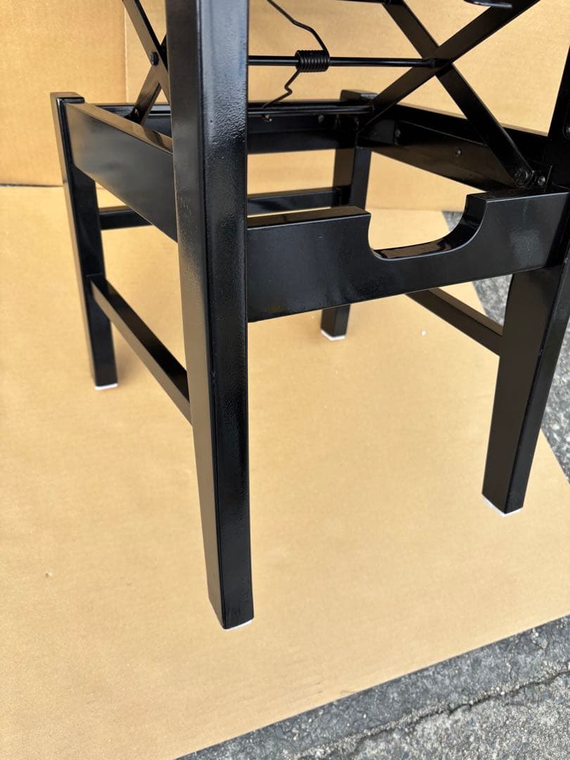 美品　背もたれ付ピアノ椅子　足部フェルト付き　黒い座面③