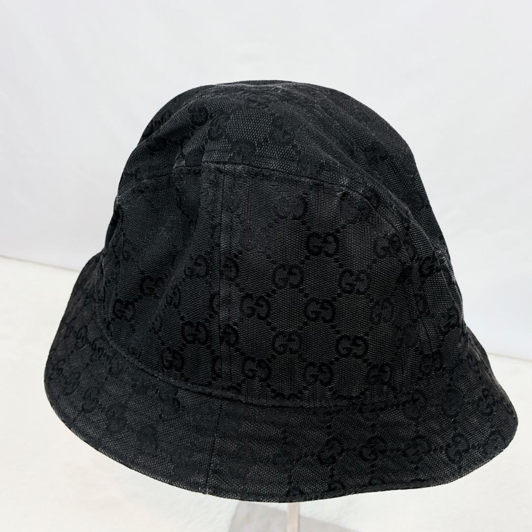 【美品】GUCCI グッチ バケットハット GG柄 キャンバス ブラック L