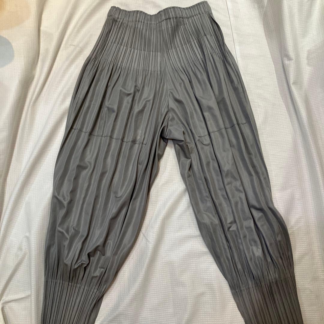 PLANTS PLEASE プリーツパンツ グレー ルーズフィット