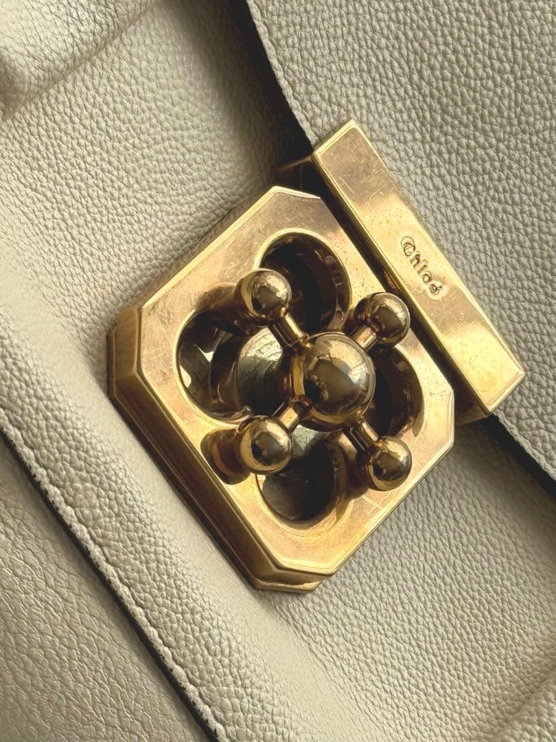 Chloe♡クロエ 2way エルシー ショルダーバッグ ターンロック ベージュ