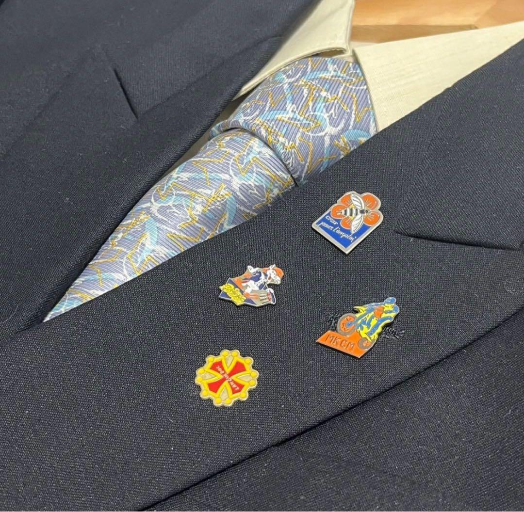 【vintage】セットアップ ダブルスーツ ブラック　成人式 ピンズ　ネクタイ