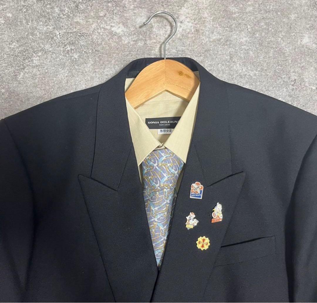 【vintage】セットアップ ダブルスーツ ブラック　成人式 ピンズ　ネクタイ