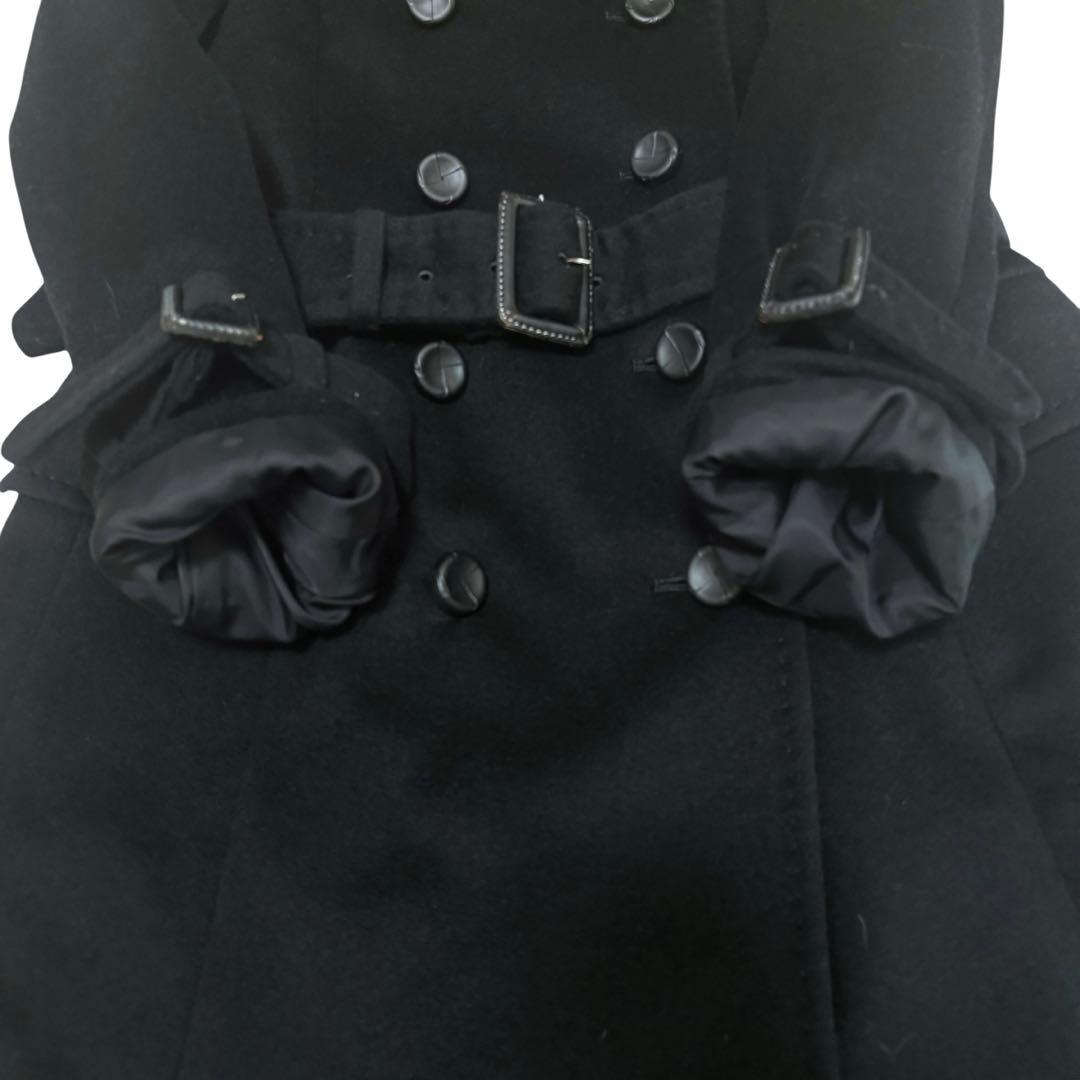 【白マイマイ】コムサデモード　カシミヤ100% ロングコート　黒　ベルト