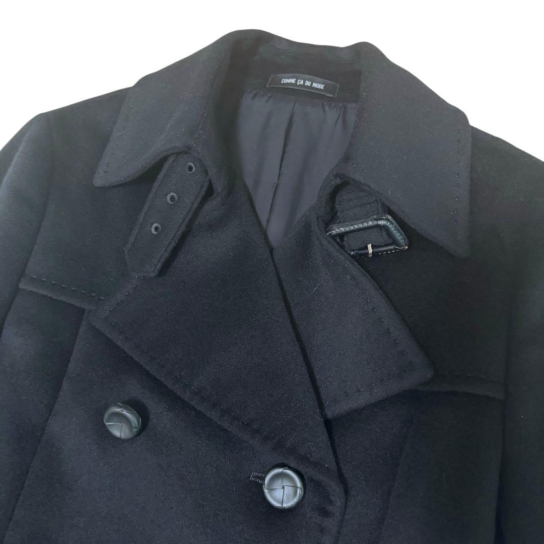 【白マイマイ】コムサデモード　カシミヤ100% ロングコート　黒　ベルト