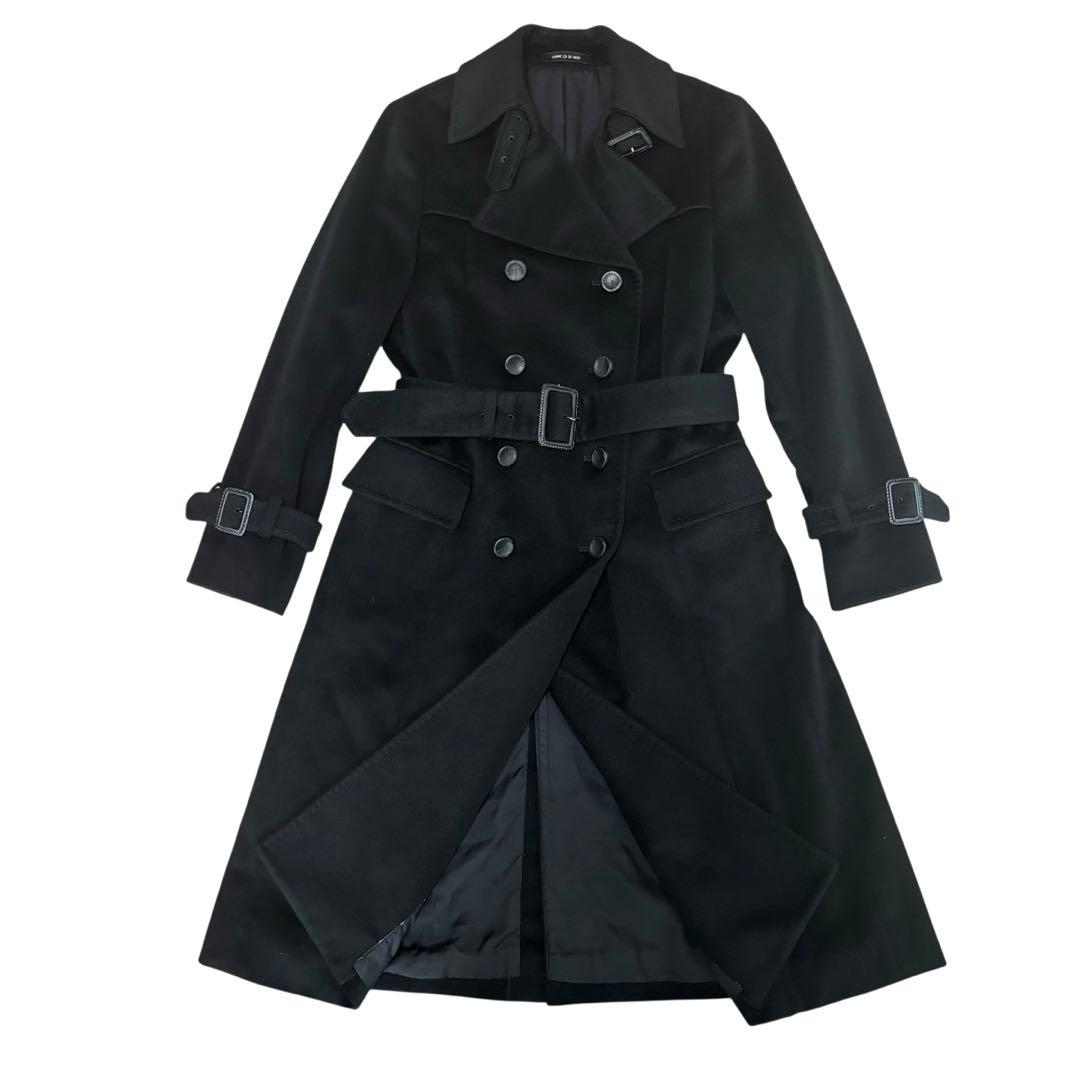 【白マイマイ】コムサデモード　カシミヤ100% ロングコート　黒　ベルト