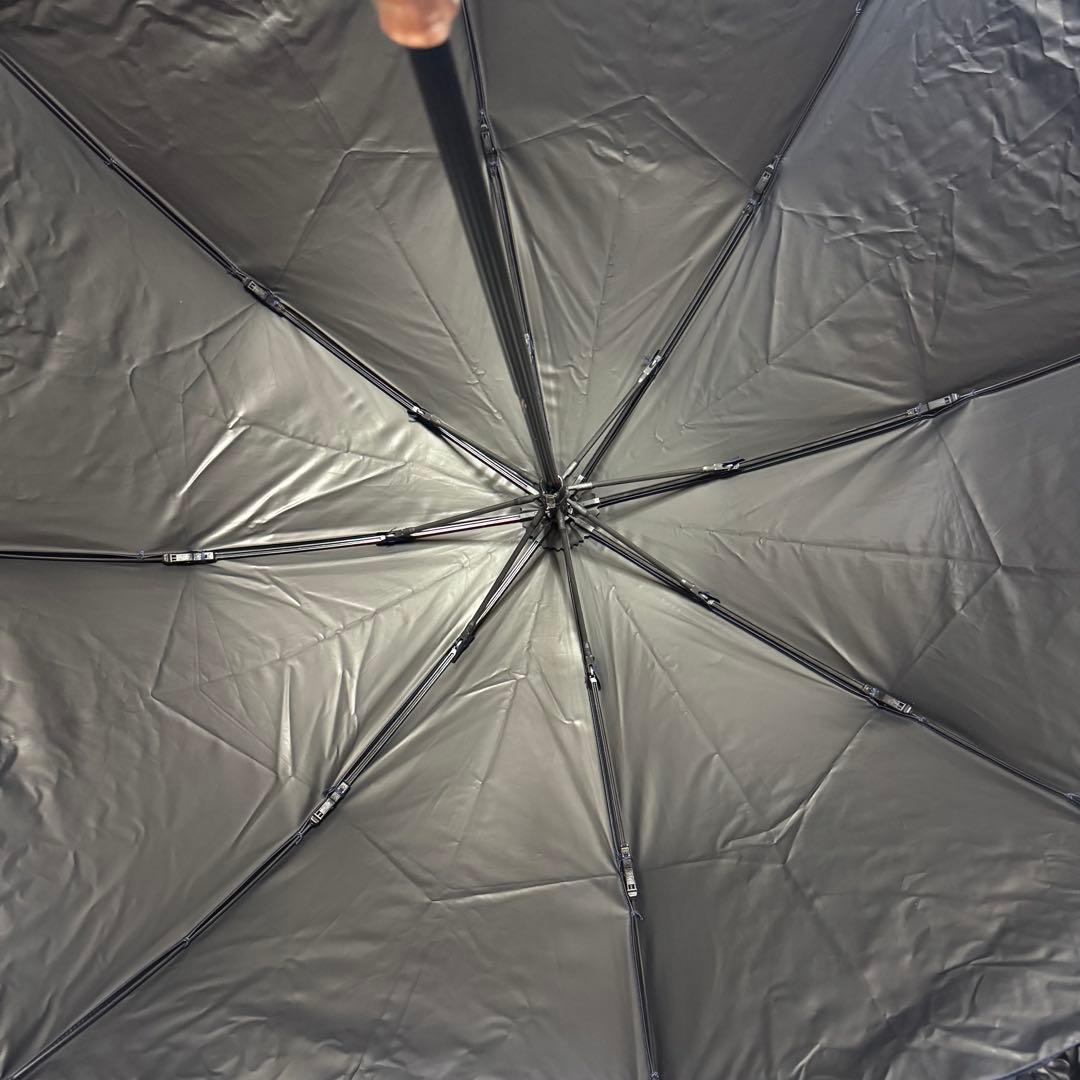 【芦屋ロサブラン】2段折り フリル 曲がり竹手元　ネイビー×アイボリー