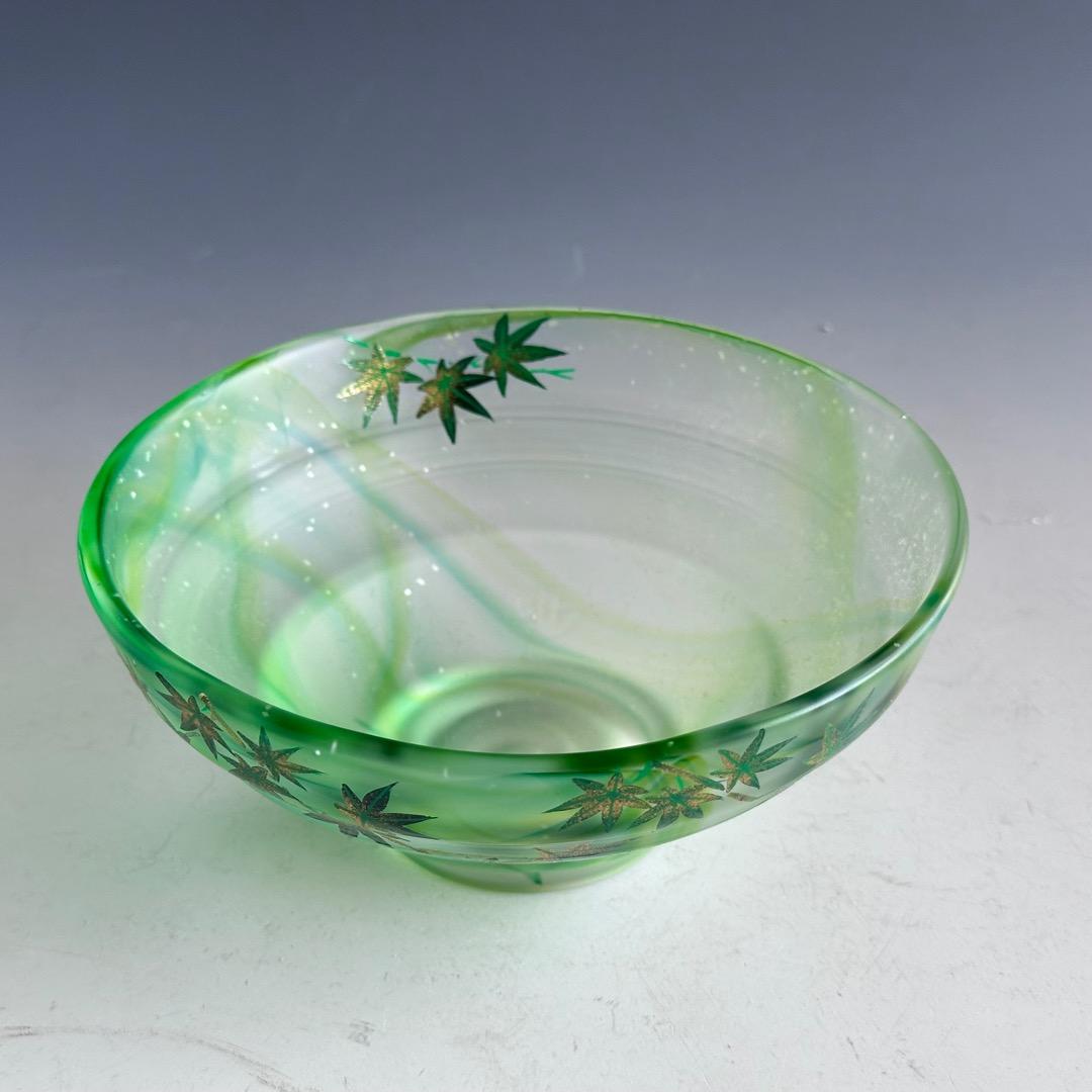 茶道具　ガラス　青楓絵　平茶碗　関吉昭　蒔絵　吉田華正　夏　涼しげ　硝子　抹茶