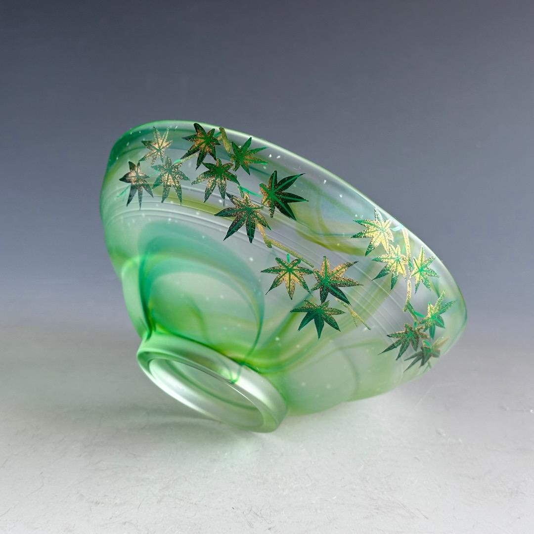 茶道具　ガラス　青楓絵　平茶碗　関吉昭　蒔絵　吉田華正　夏　涼しげ　硝子　抹茶