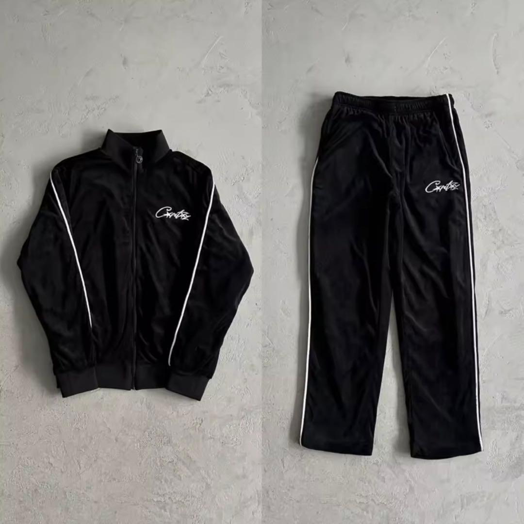 Corteiz Velour Track ブラック セットアップ