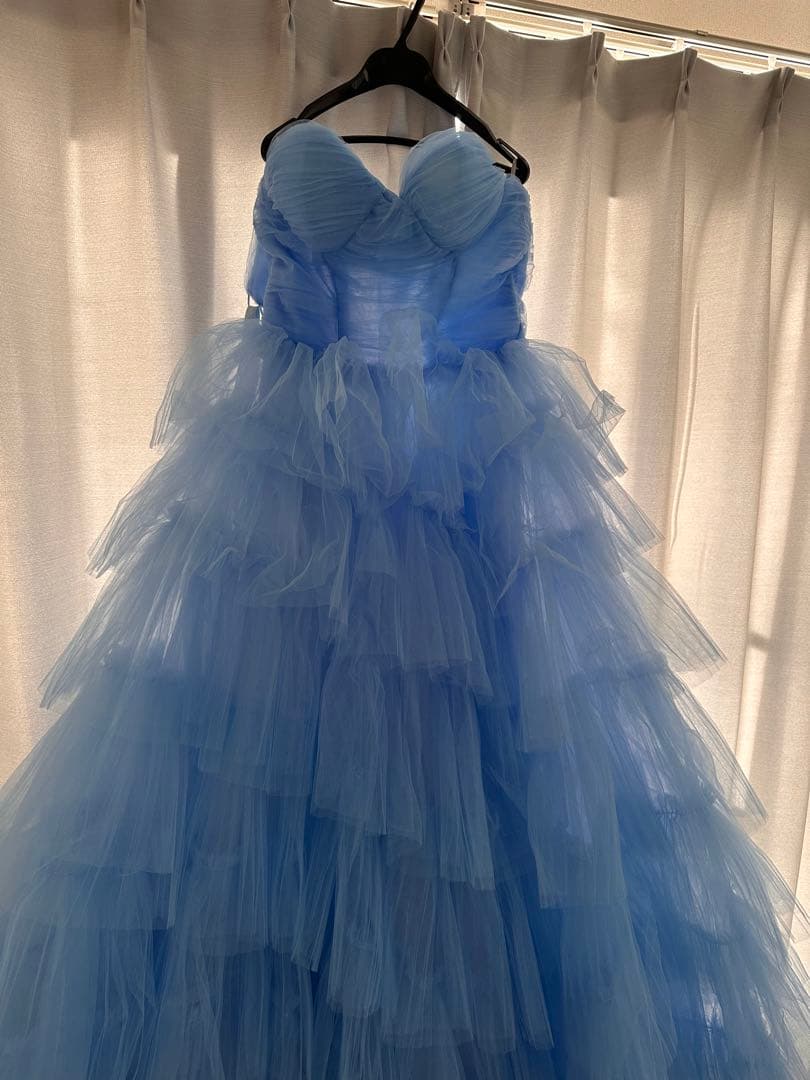 水色 カラードレス Mサイズ チュール 結婚式 前撮り 157cm着用