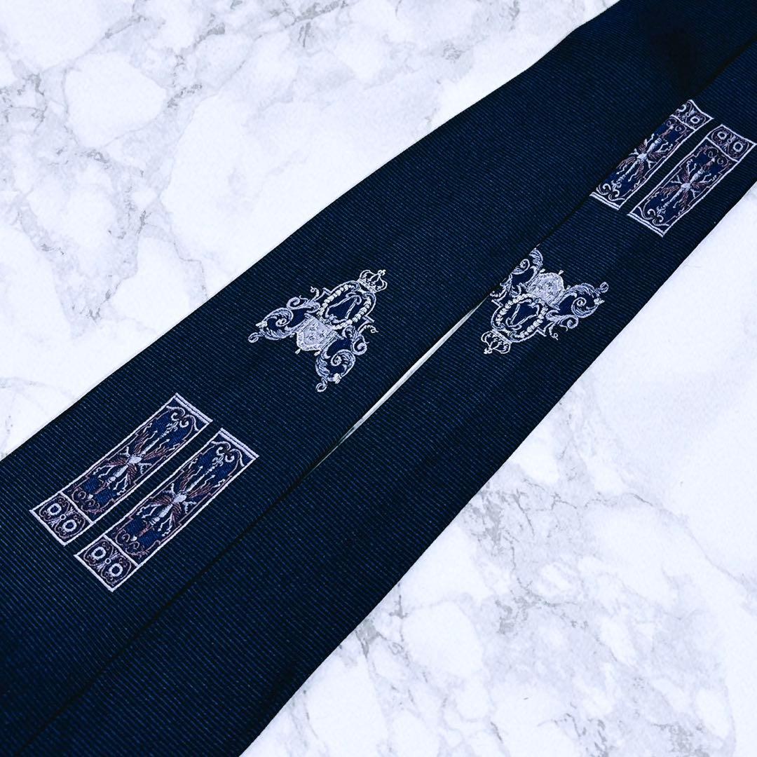 ✨希少デザイン✨ドミニクフランス　大剣に紋章の刺繍　最高級ライン　ネクタイ