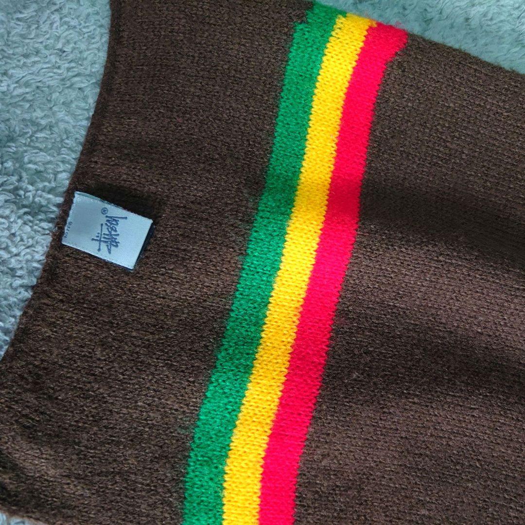 90s　USA製　ステューシー　マフラー　ストール　ラスタカラー　stussy