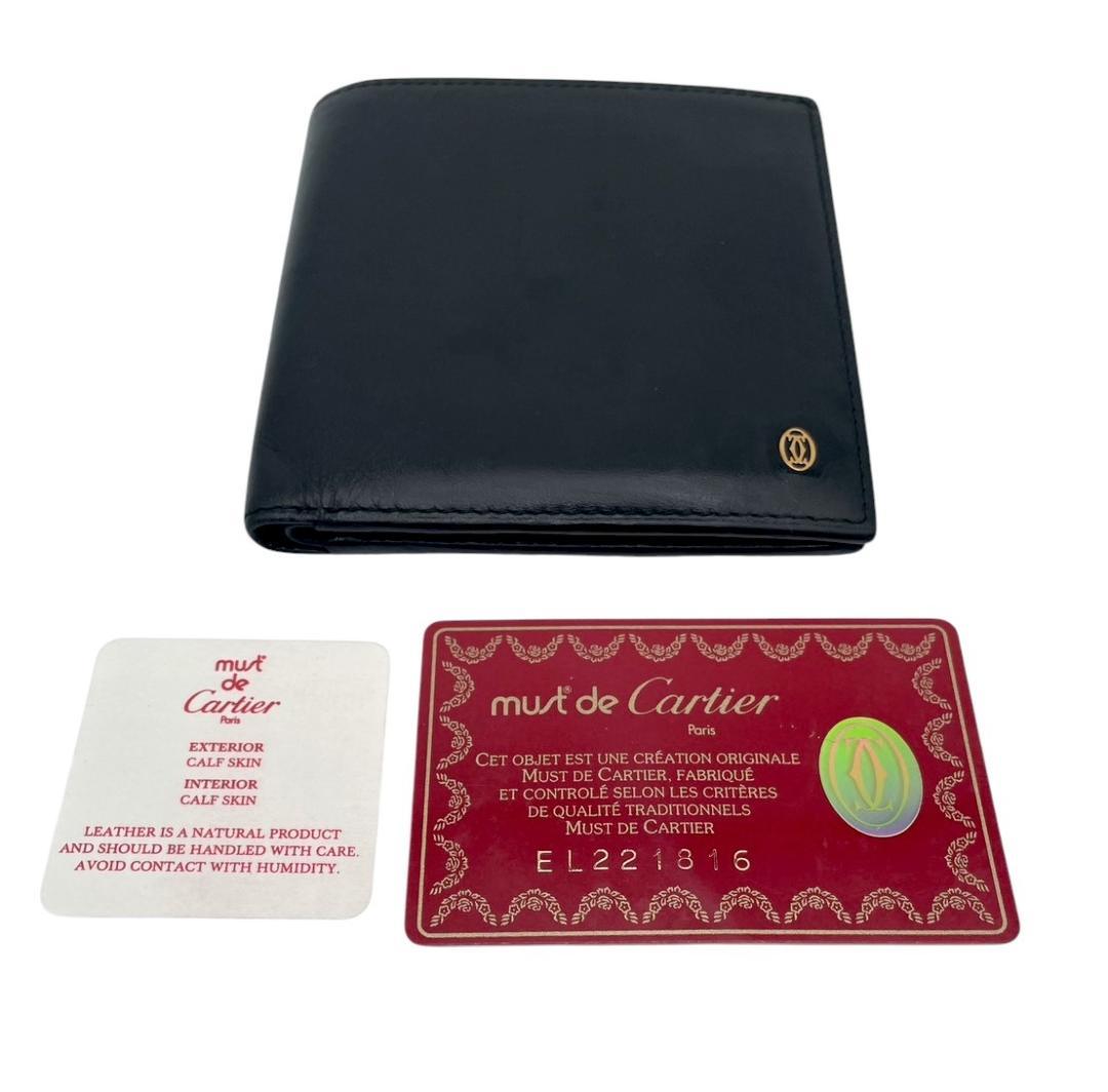 カルティエ マストドゥカルティエ 二つ折り財布 ブラック レザー 正規品