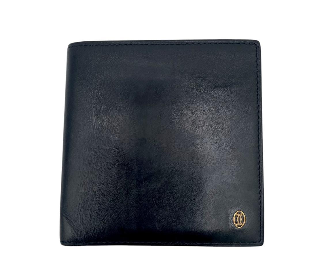 カルティエ マストドゥカルティエ 二つ折り財布 ブラック レザー 正規品