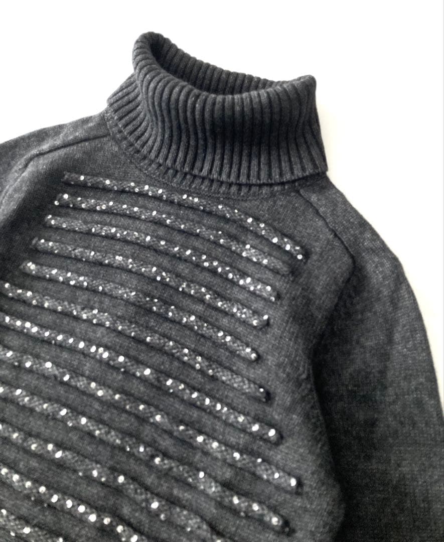 美品★スーパービューティー ニット ワンピース スパンコール ビジュー　カシミヤ