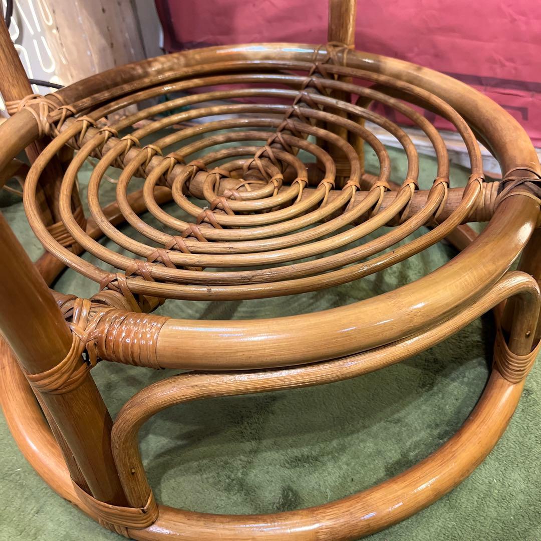 Sale ヴィンテージ ナチュラル　籐ラタンフレーム サイドテーブル 丸テーブル