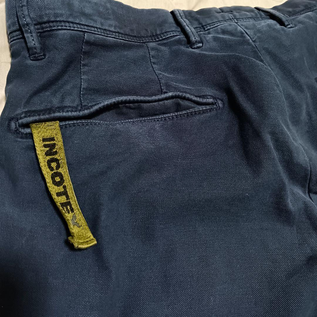 INCOTEX ギャバジンコットン ウォッシュド加工ガーメントダイ ネイビー