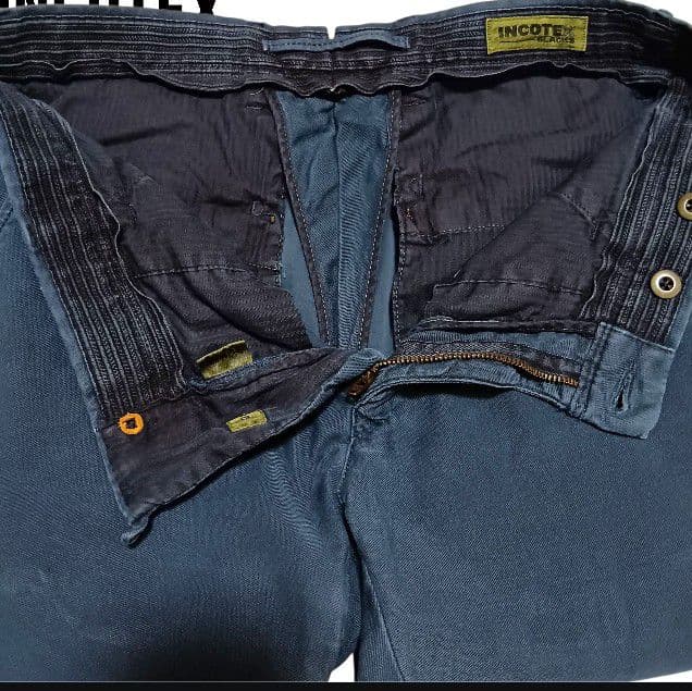 INCOTEX ギャバジンコットン ウォッシュド加工ガーメントダイ ネイビー