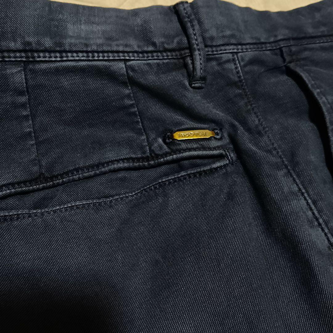 INCOTEX ギャバジンコットン ウォッシュド加工ガーメントダイ ネイビー