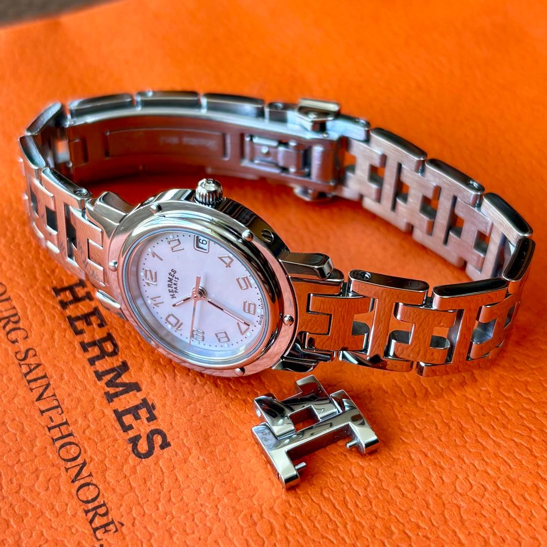 【HERMES】✨極美品✨ ピンクシェル クリッパーナクレ レディース 腕時計