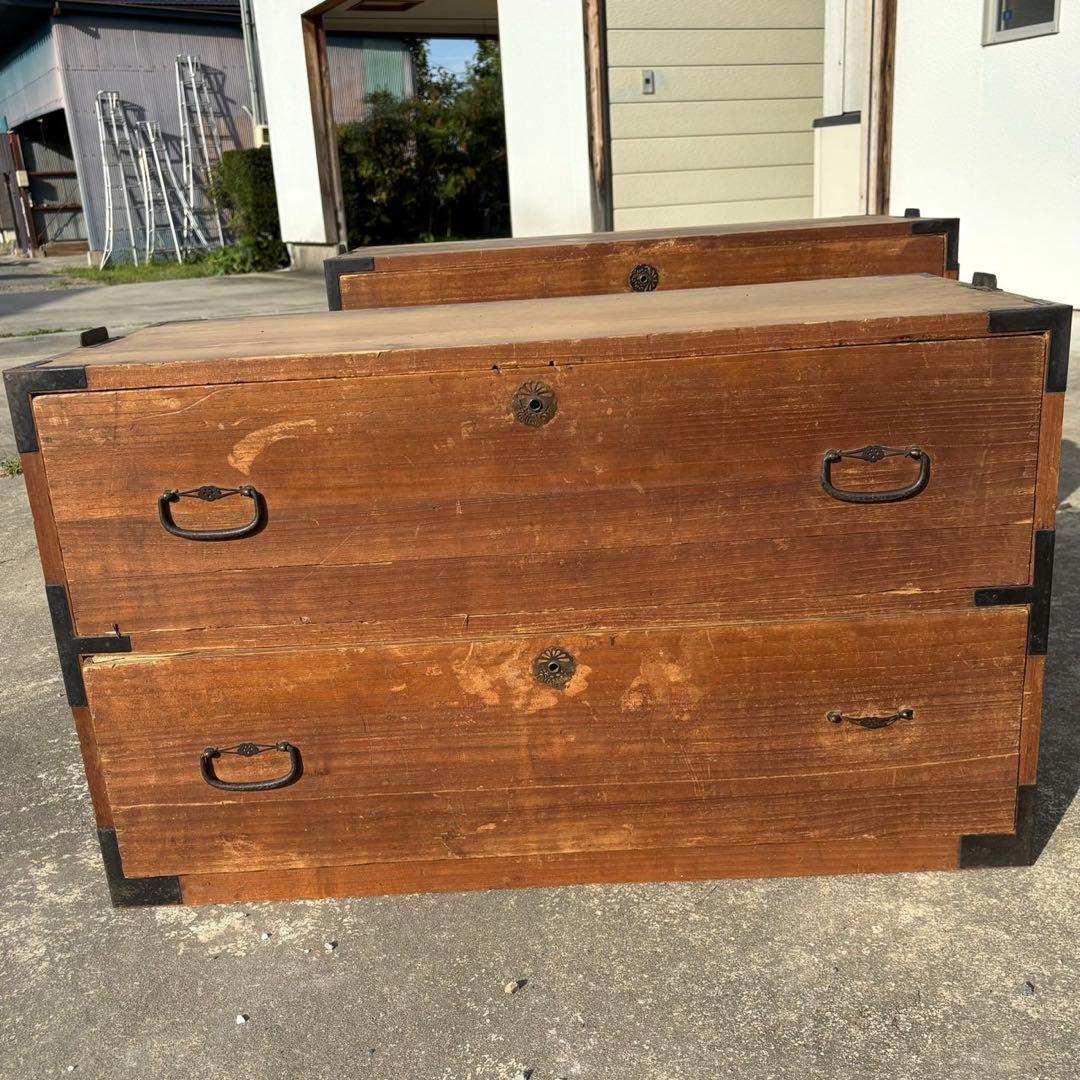 和箪笥　3段重ね　タンス　アンティーク　レトロ　古民家　家具