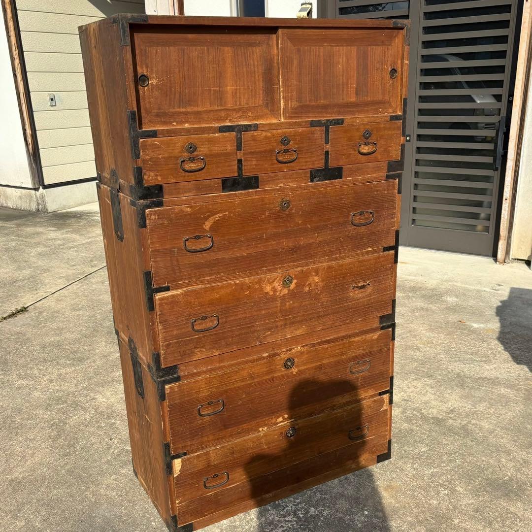 和箪笥　3段重ね　タンス　アンティーク　レトロ　古民家　家具