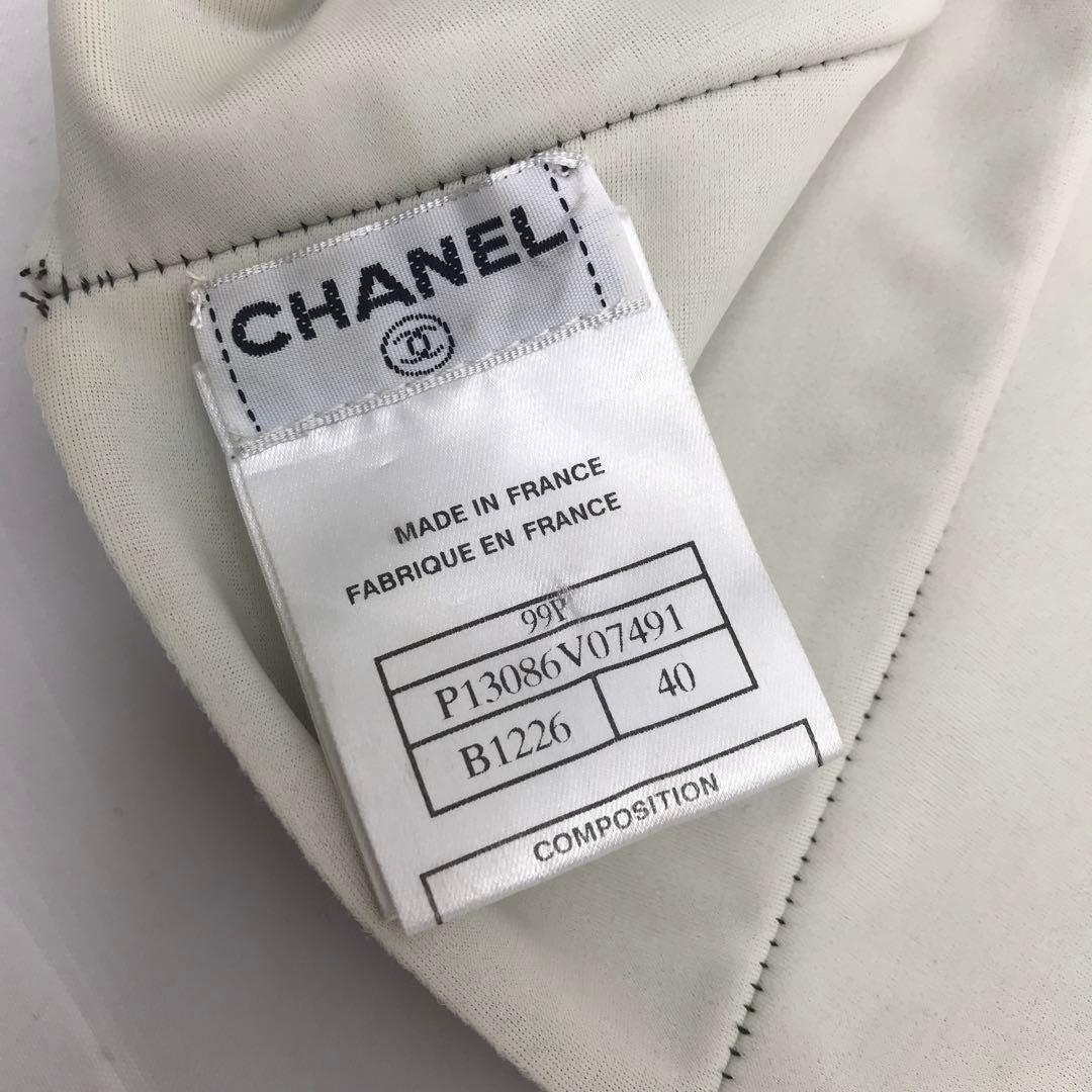 美品☆CHANEL スカート ミニ　プリーツ風　99P ヘム　茶x白　ココマーク