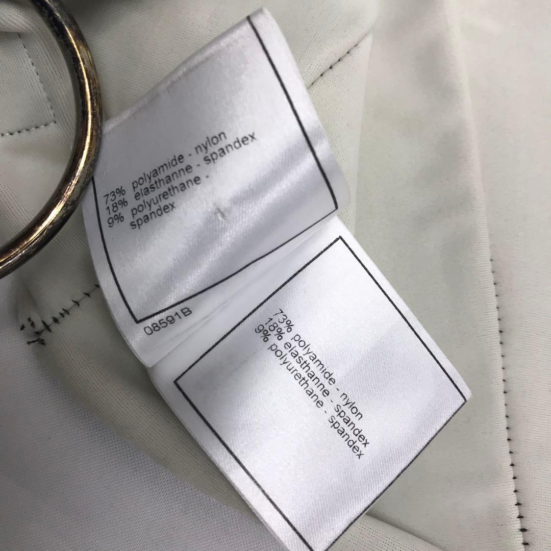 美品☆CHANEL スカート ミニ　プリーツ風　99P ヘム　茶x白　ココマーク