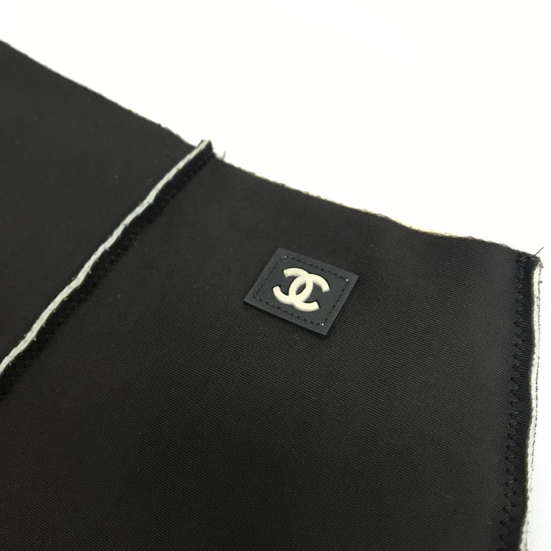 美品☆CHANEL スカート ミニ　プリーツ風　99P ヘム　茶x白　ココマーク