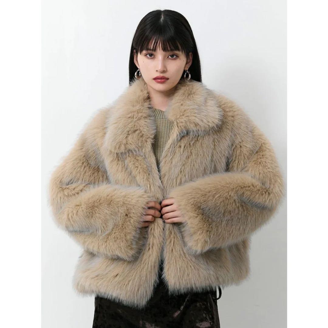 MURUA MIXフェイクファーブルゾン　ベージュ