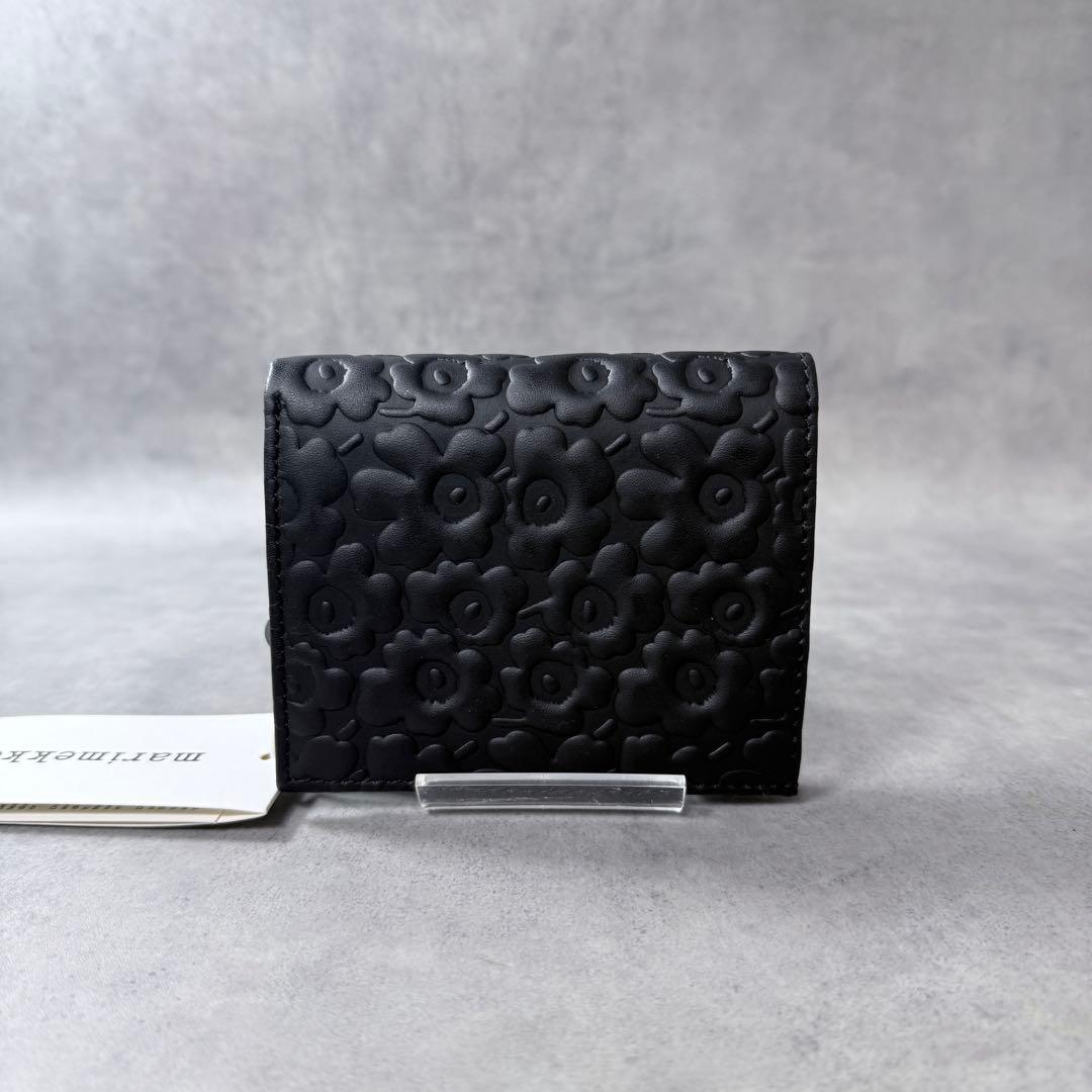マリメッコ marimekko カトリ 二つ折り財布 ウニッコ レザー 黒 新品