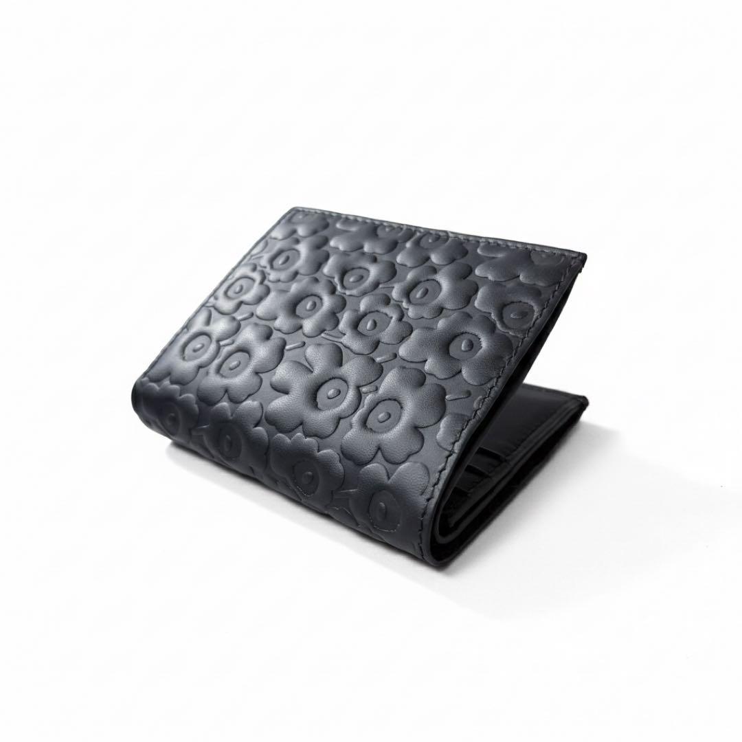 マリメッコ marimekko カトリ 二つ折り財布 ウニッコ レザー 黒 新品
