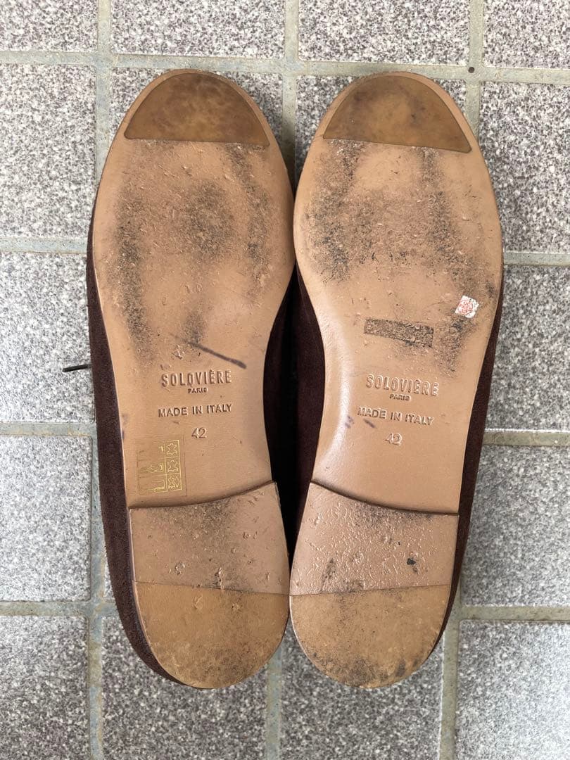SOLOVIERE NICO ブラウン　スウェード　モカシン 42