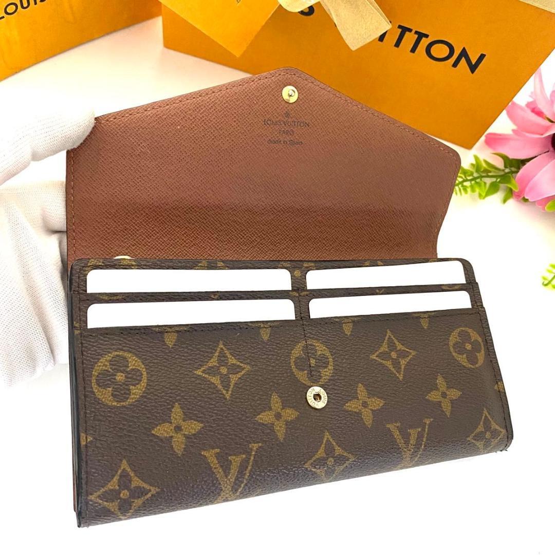 ルイ ヴィトン◎ポルトフォイユ サラ モノグラム 長財布 フラップ ブラウン 茶