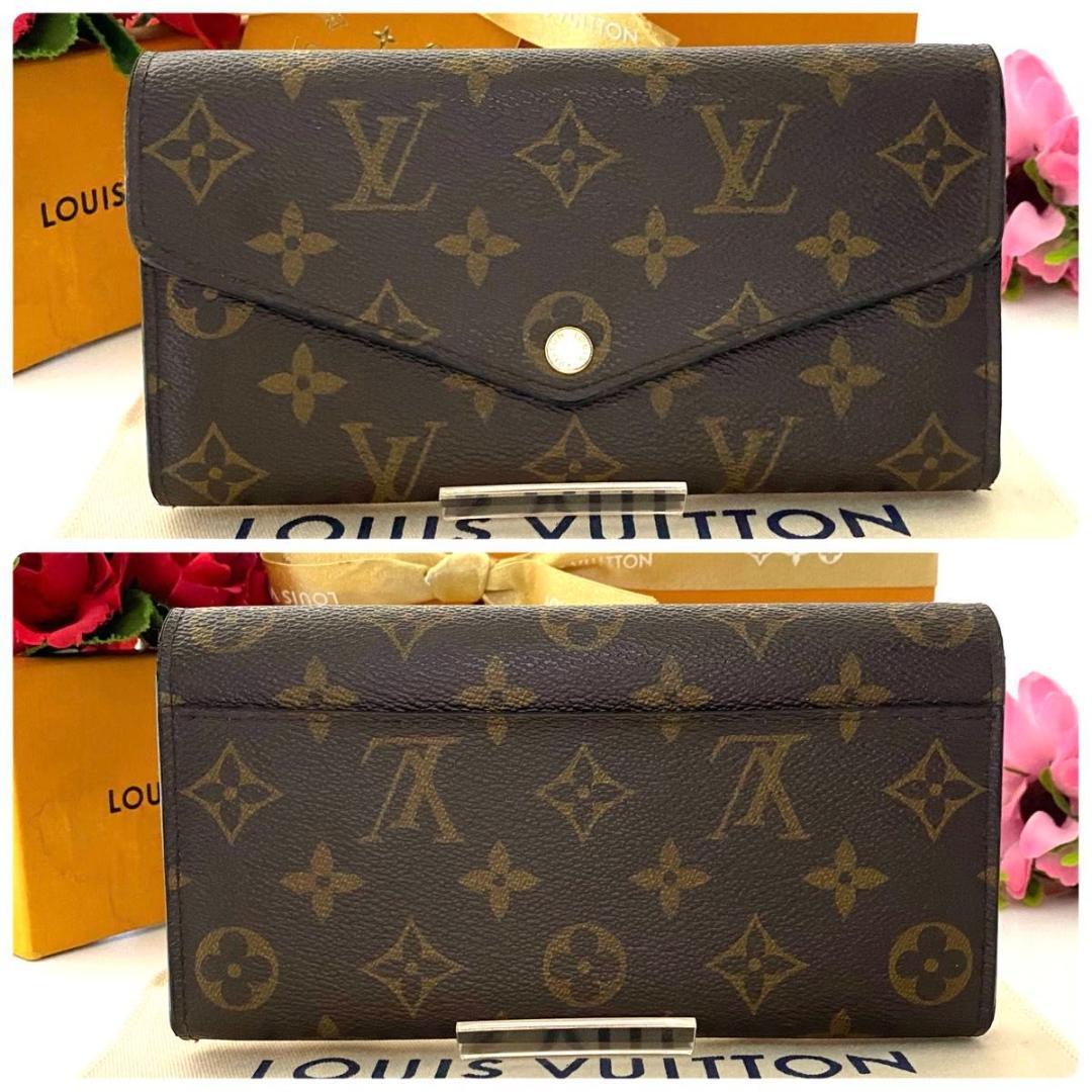 ルイ ヴィトン◎ポルトフォイユ サラ モノグラム 長財布 フラップ ブラウン 茶