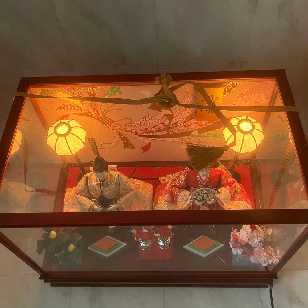 【美品】　雛人形 ひな人形 ひな祭り ガラスケース入り お雛様