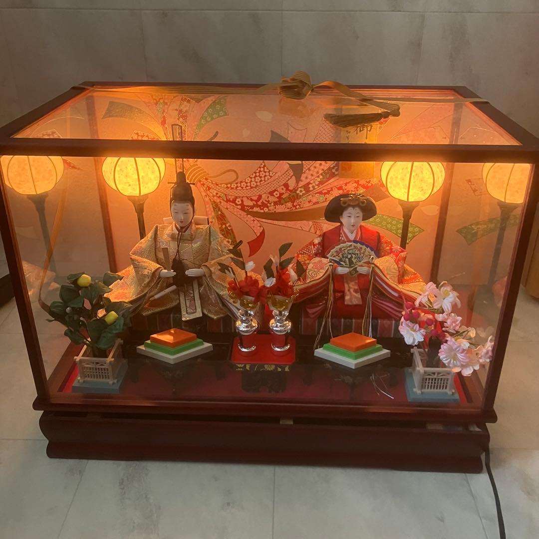 【美品】　雛人形 ひな人形 ひな祭り ガラスケース入り お雛様