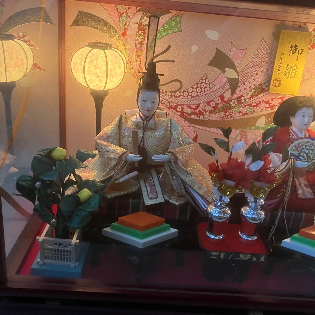 【美品】　雛人形 ひな人形 ひな祭り ガラスケース入り お雛様