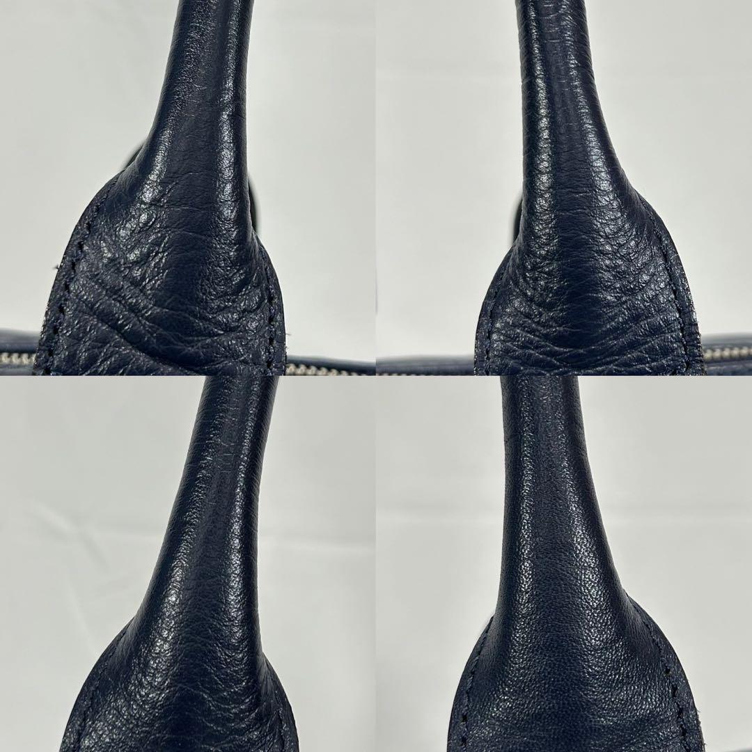 【美品】ブラックレーベル クレストブリッジ ボストンバッグ レザー 手提げ 紺