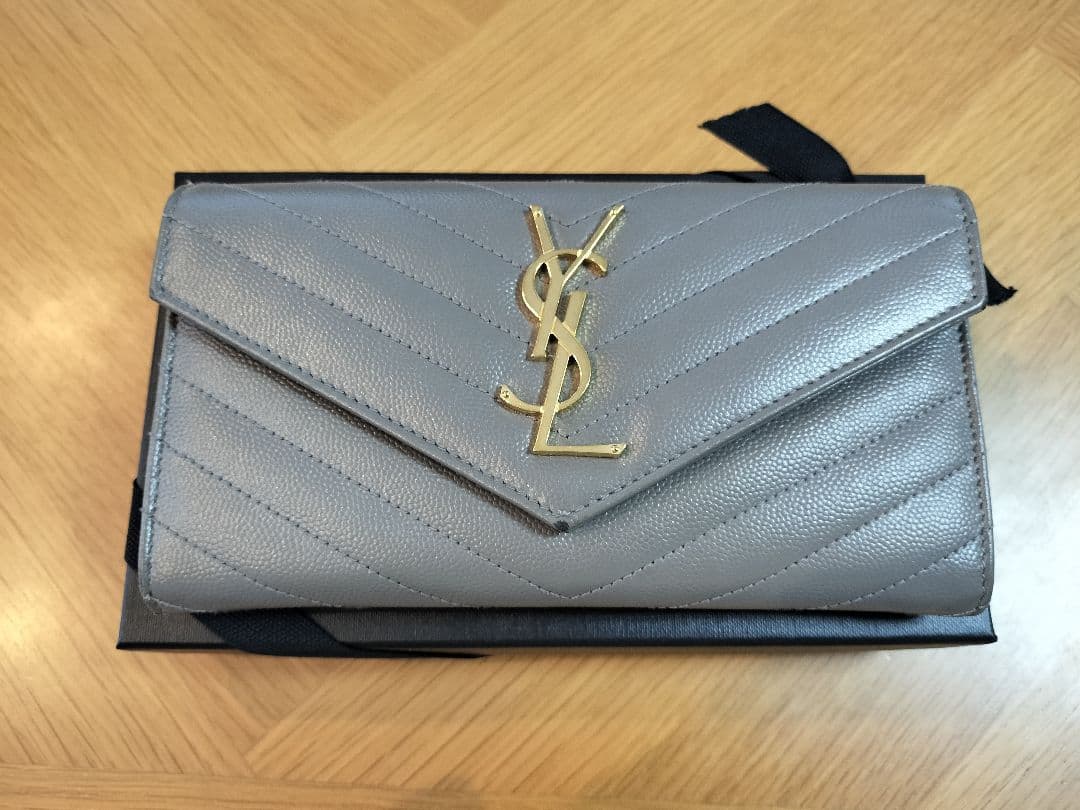 【正規店購入】SAINT LAURENT グレー 二つ折り財布