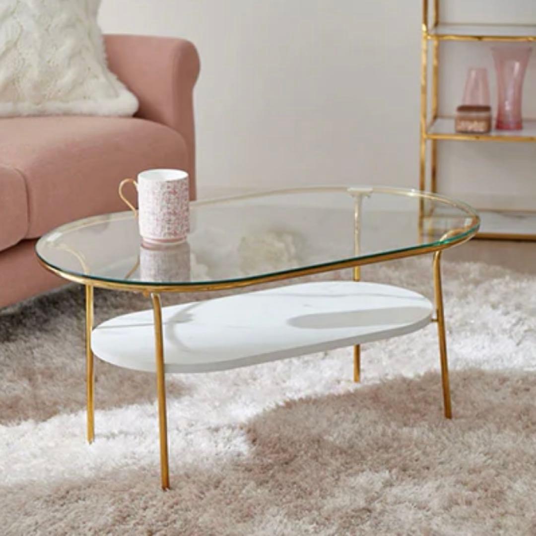 Francfranc レガート コーヒーテーブルS ・ゴールド×マーブル